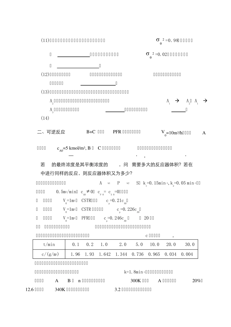 20112012南京大学化学反应工程模拟试题_第2页