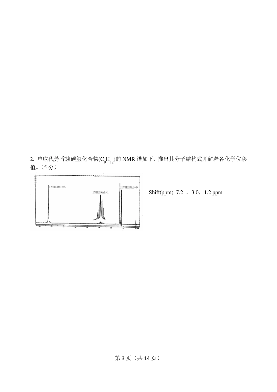 20112012有机光谱分析期末试卷_第3页
