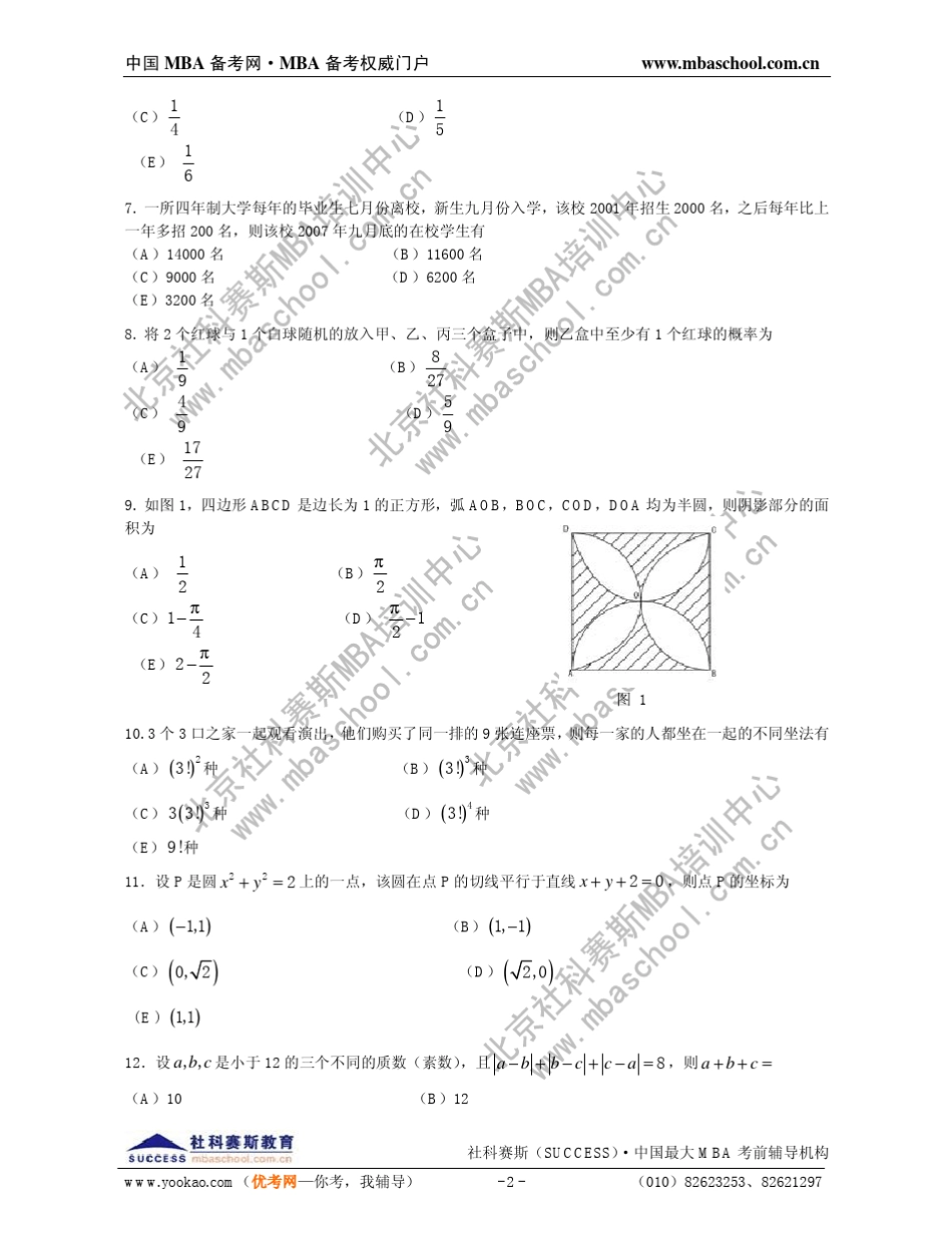 2011MBA综合能力真题及答案解析_第2页