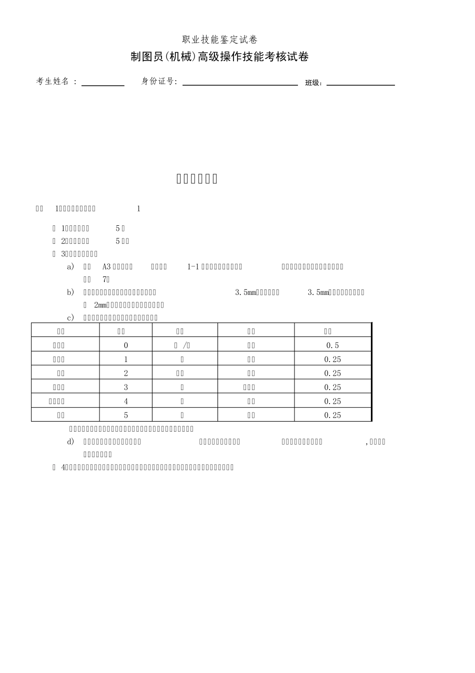 2011上半年制图员(机械)高级操作技能考核试卷1_第3页