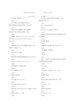2011中国制冷展参展企业