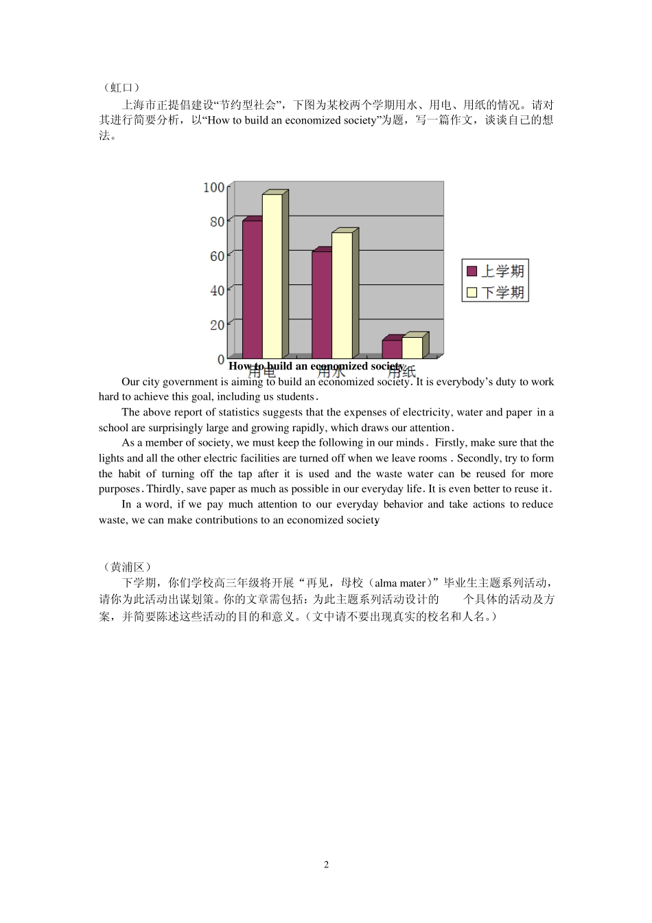 2011学年上海市高三英语一模——作文_第2页