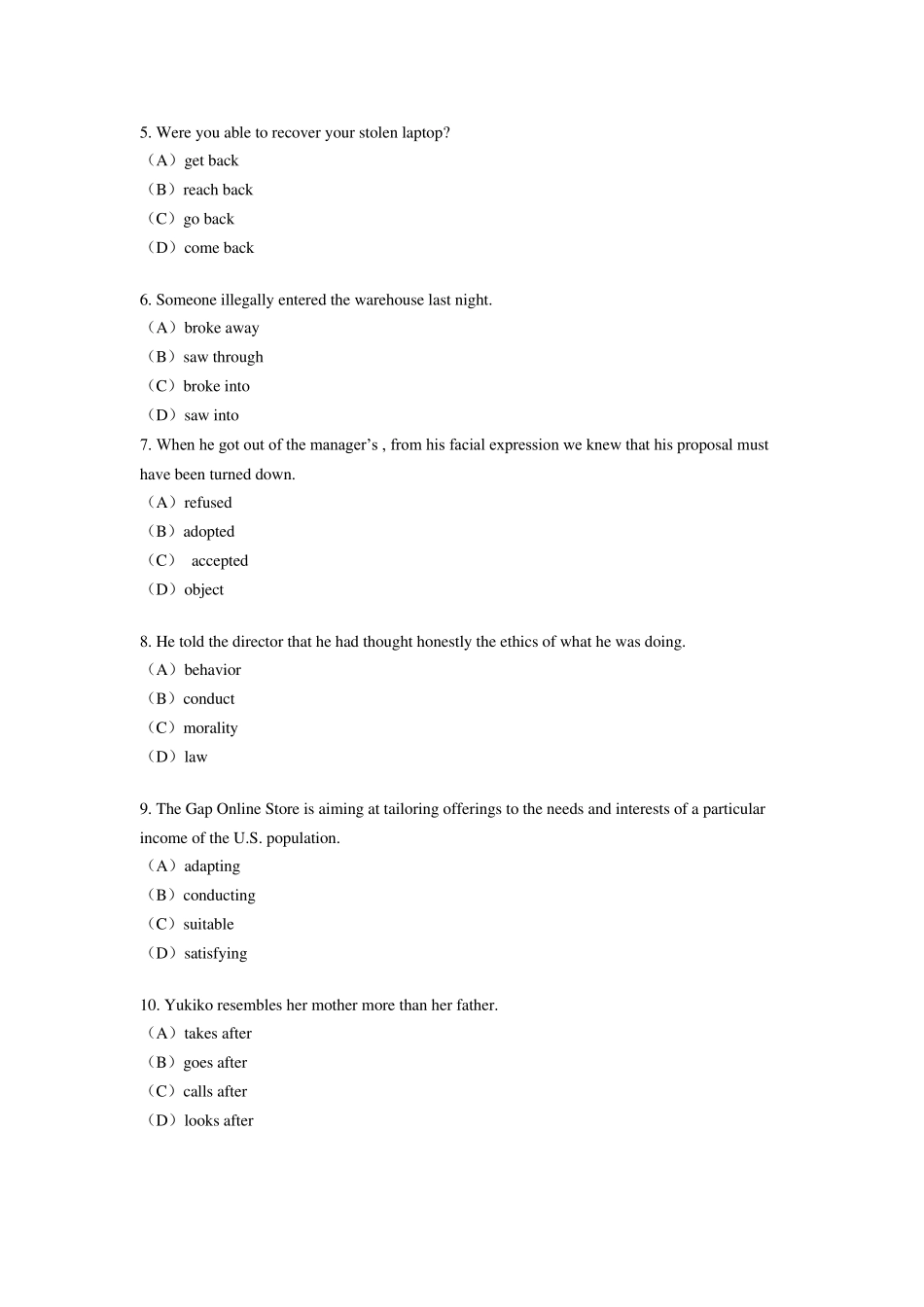 2011年5月涉外秘书英语试题及答案_第3页