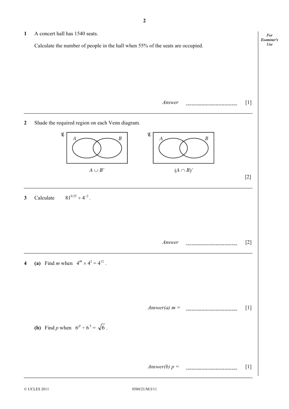2011年Alevel数学试卷真题_第2页