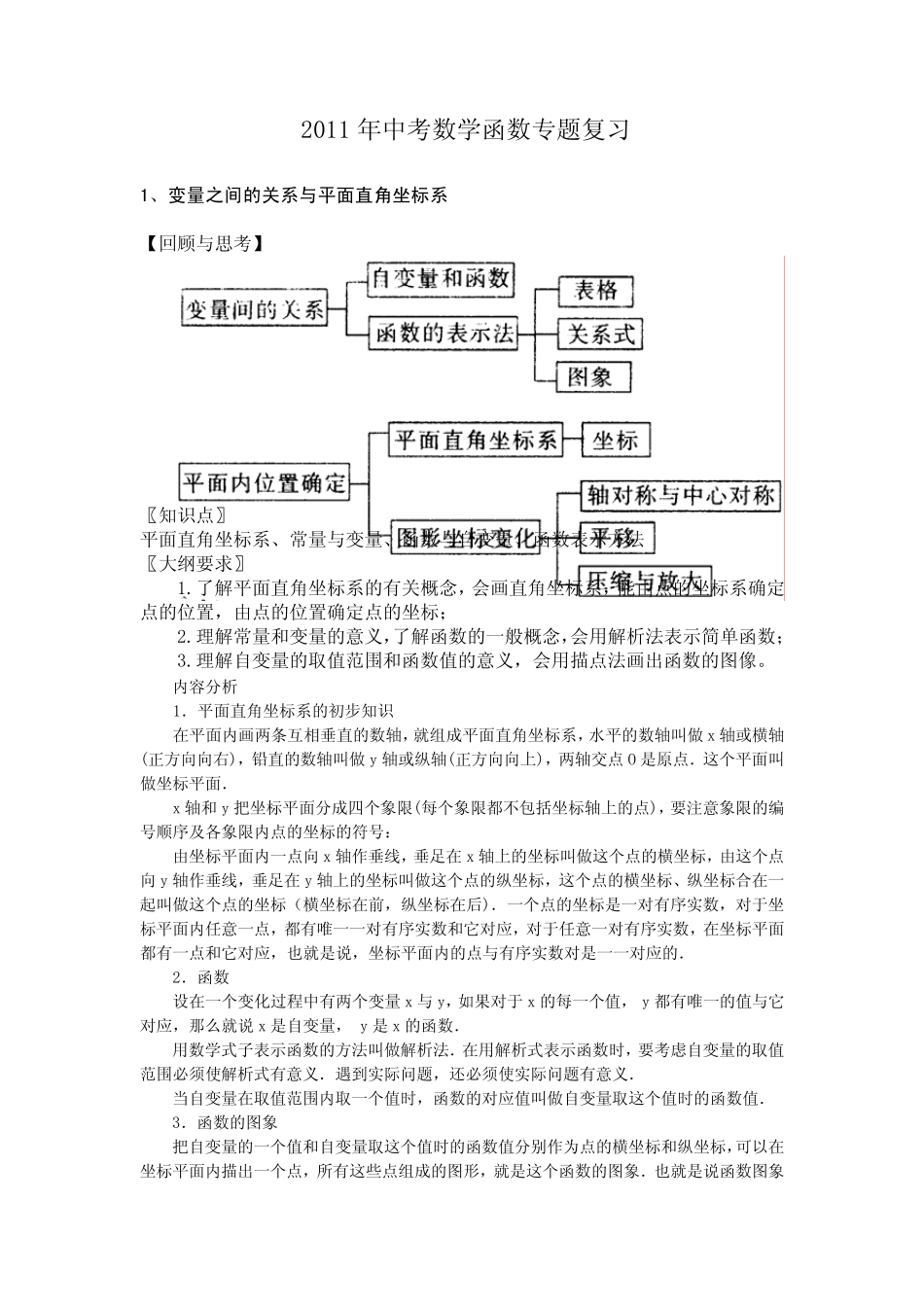 2011年中考数学函数专题复习2_第1页