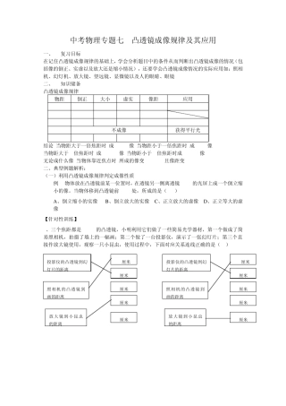 2011年中考物理复习专题凸透镜成像规
