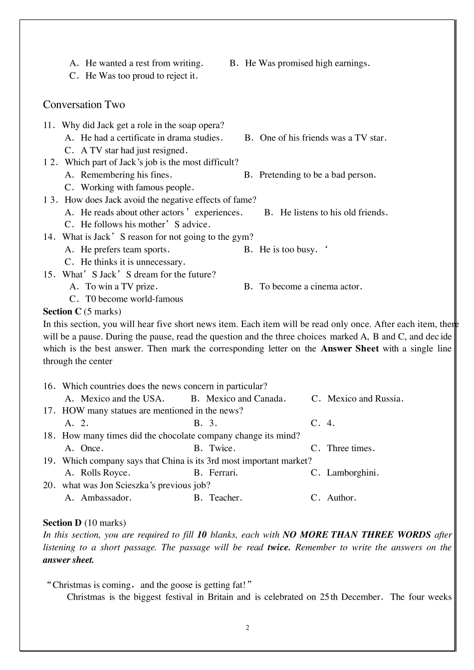 2011年全国大学生英语竞赛初赛C类样题和答案_第2页