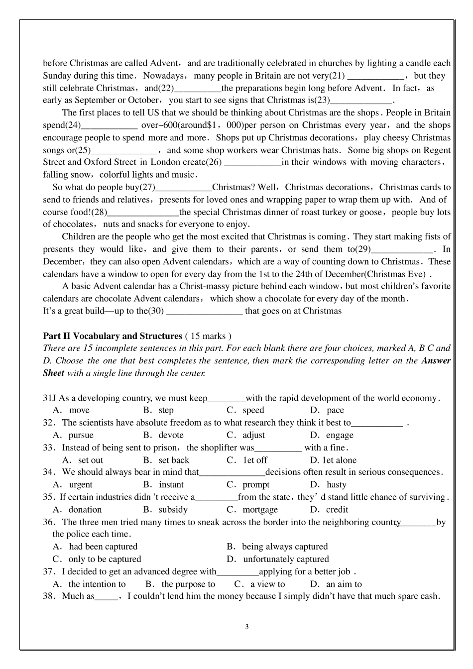 2011年全国大学生英语竞赛初赛C类样题和答案_第3页