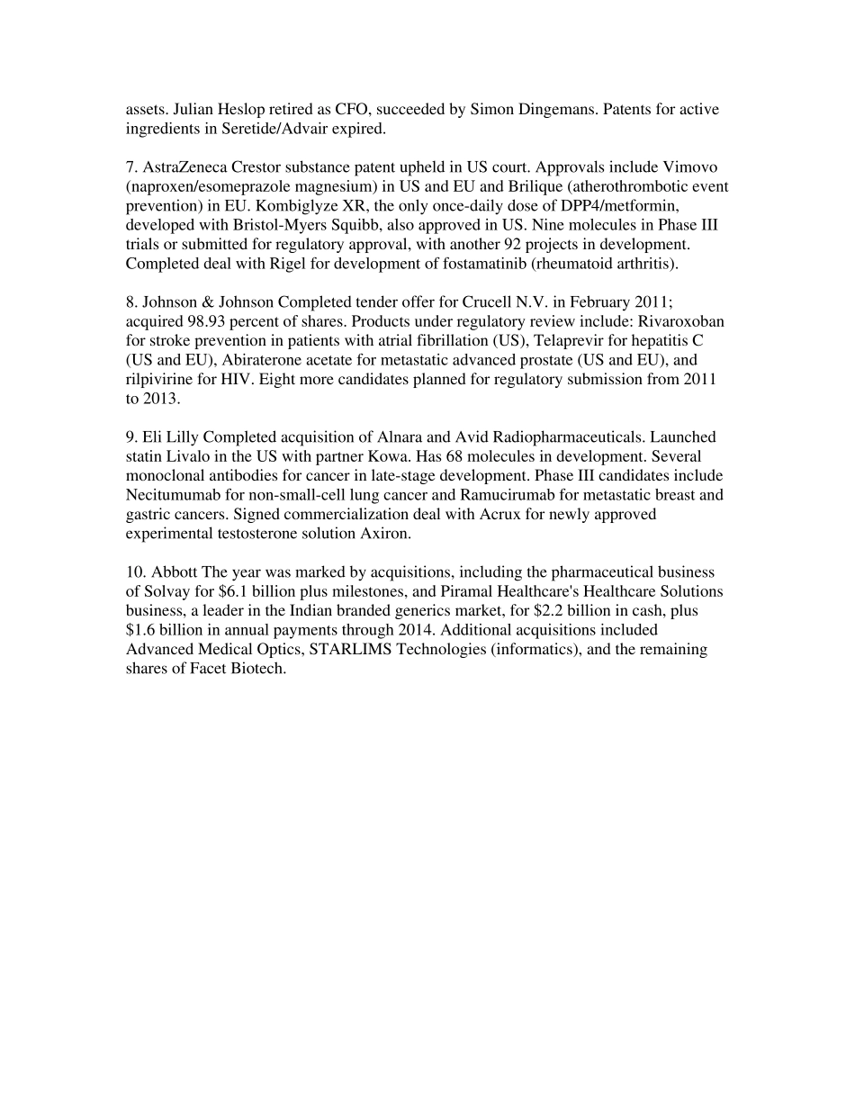 2011年全球制药公司50强排名_第2页