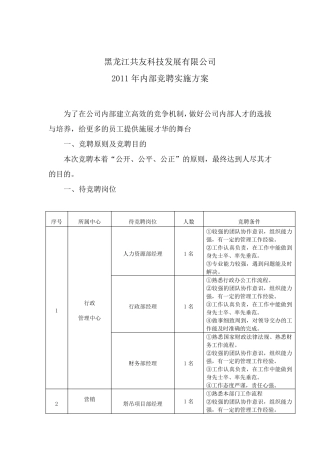 2011年内部竞聘方案