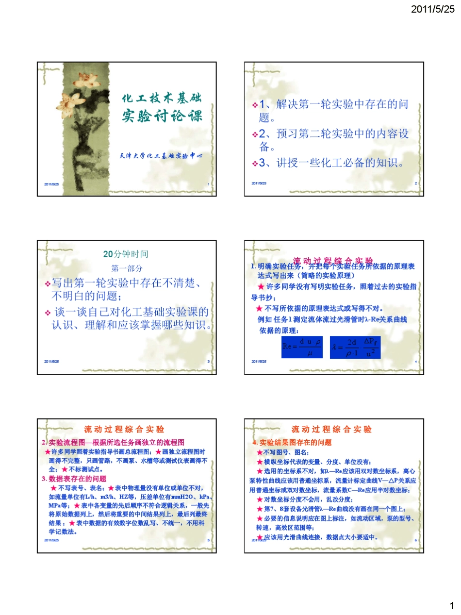 2011年化工基础实验课讨论_第1页
