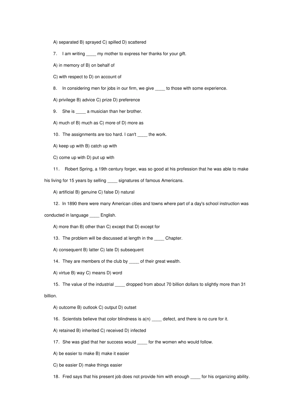 2011年学位英语考试试题_第2页