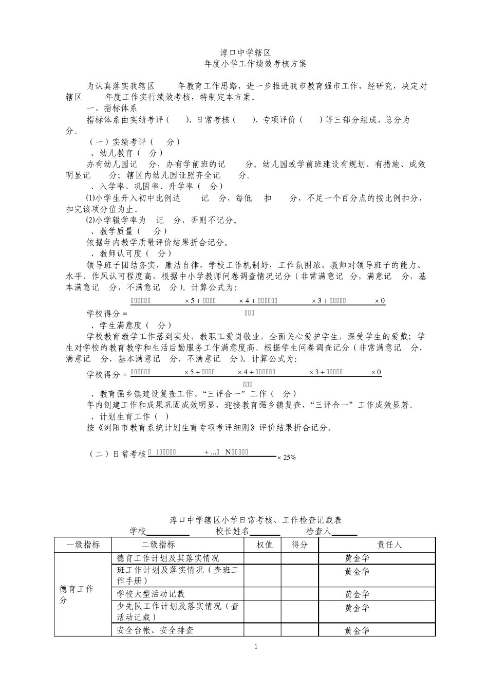 2011年对小学绩效考核方案_第1页