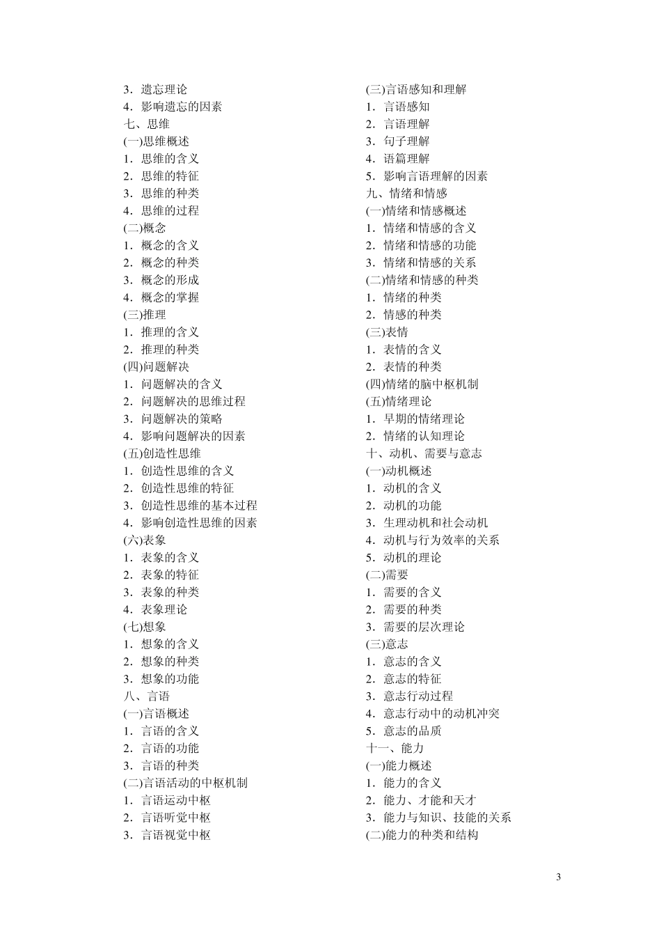 2011年心理学专业基础综合考试大纲_全国统考_第3页