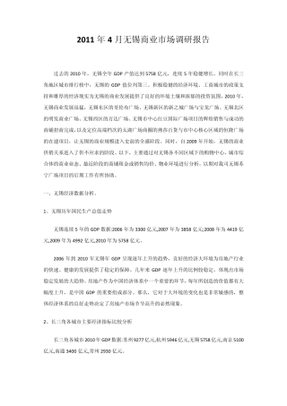 2011年无锡商业市场调研