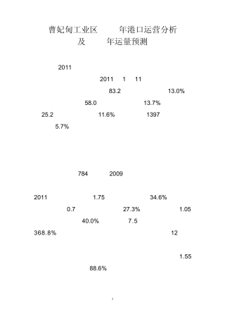 2011年曹妃甸港口运营分析