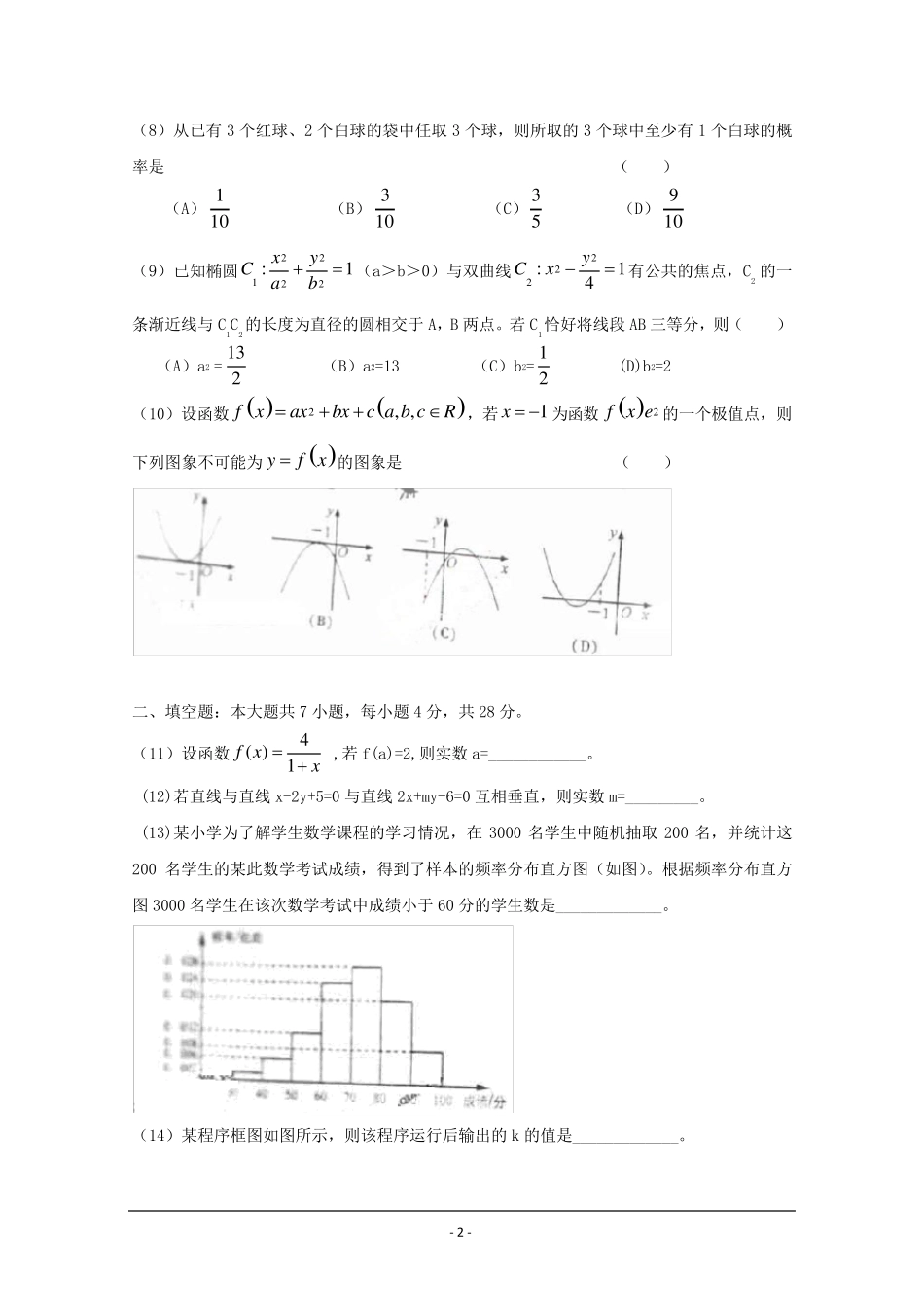 2011年浙江省高考数学文科试卷_第2页