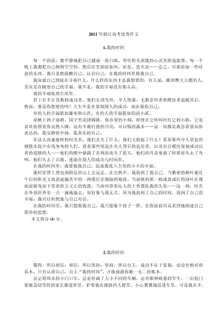 2011年浙江高考《我的时间》优秀作文