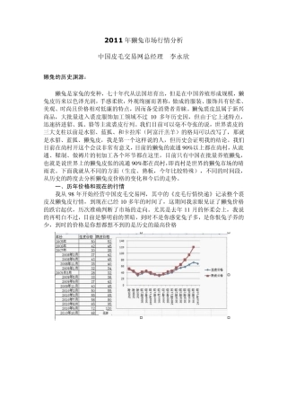 2011年獭兔市场行情分析