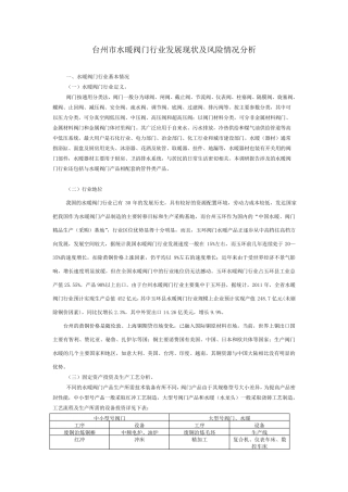 2011年玉环水暖阀门行业发展现状及风险情况分析