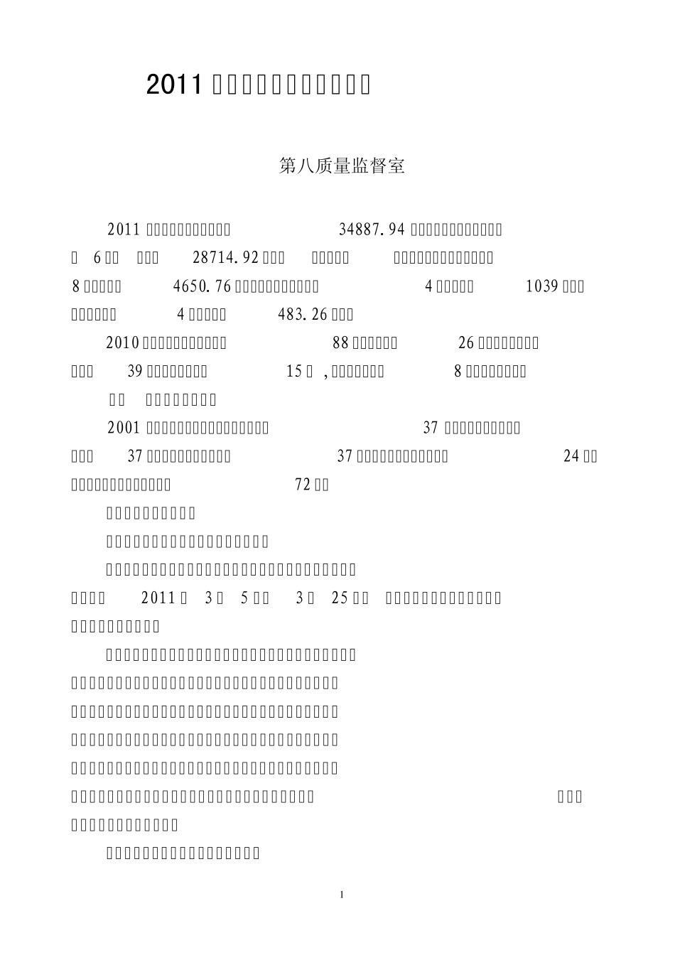 2011年质量质量监督工作总结(八厂)_第1页