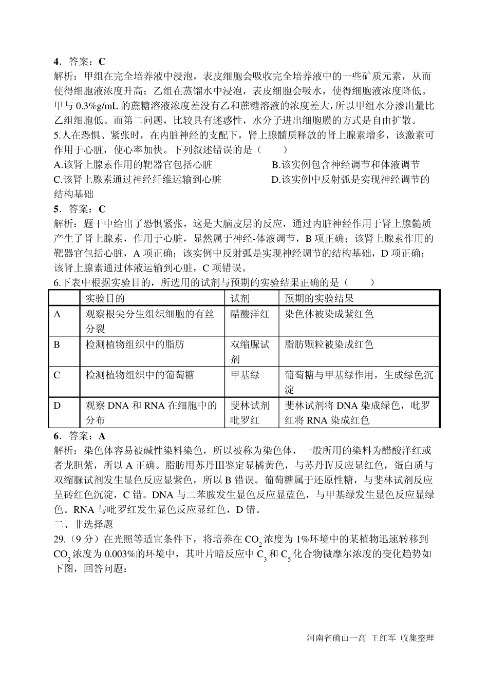 2011年高考理综(新课标)生物部分试题答案解析_第2页