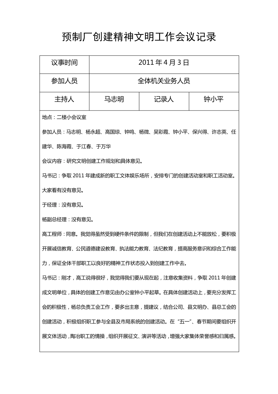 2011文明创建会议记录_第1页