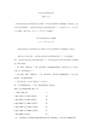 2011新个人所得税法规