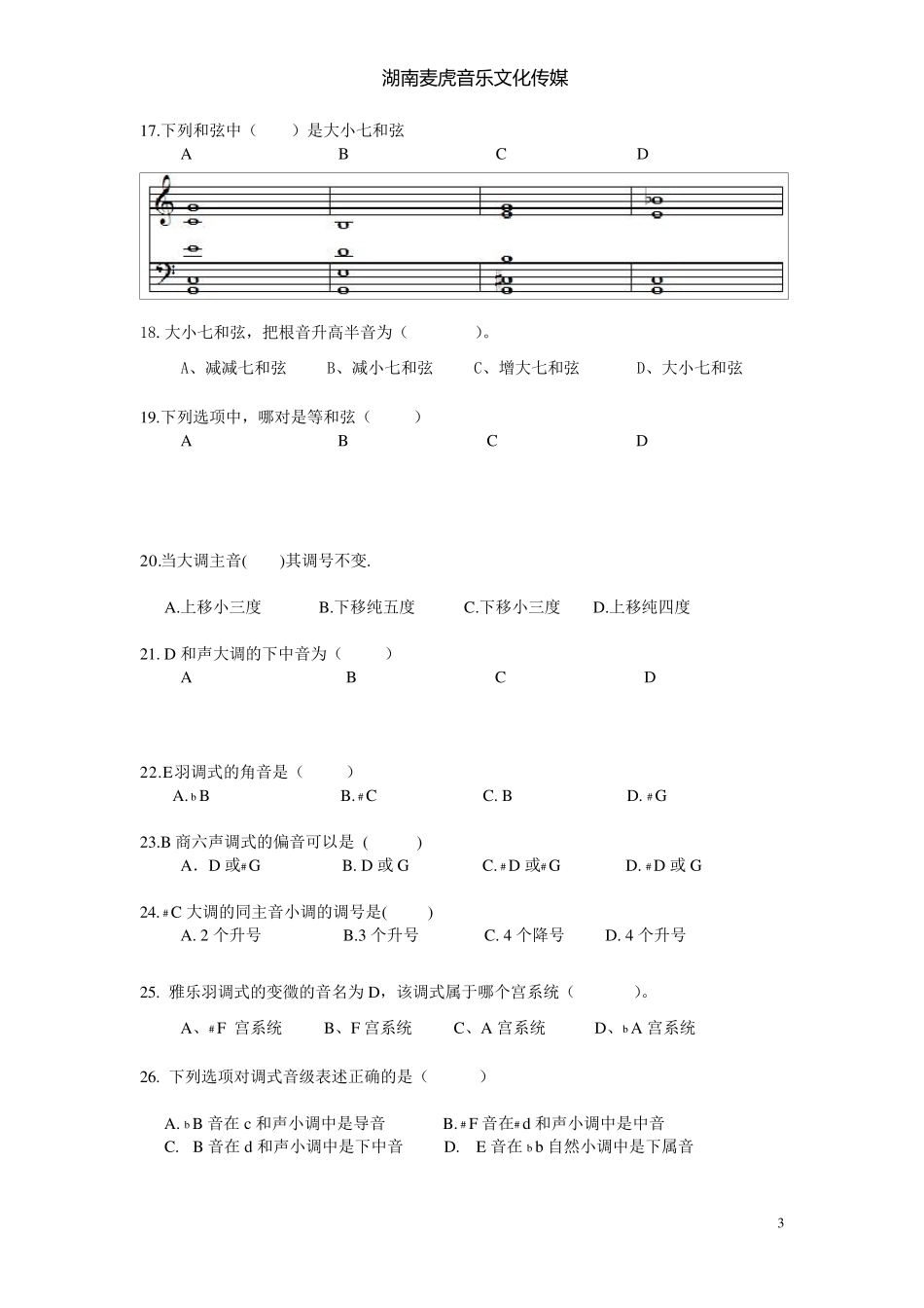 2011星海音乐学院乐理试题A卷_第3页