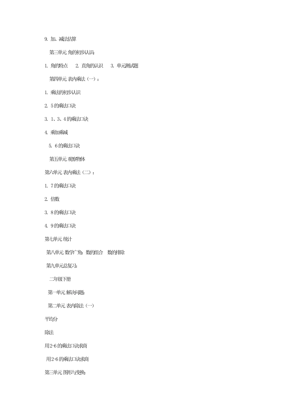 2011最新人教版小学数学教材目录_第3页