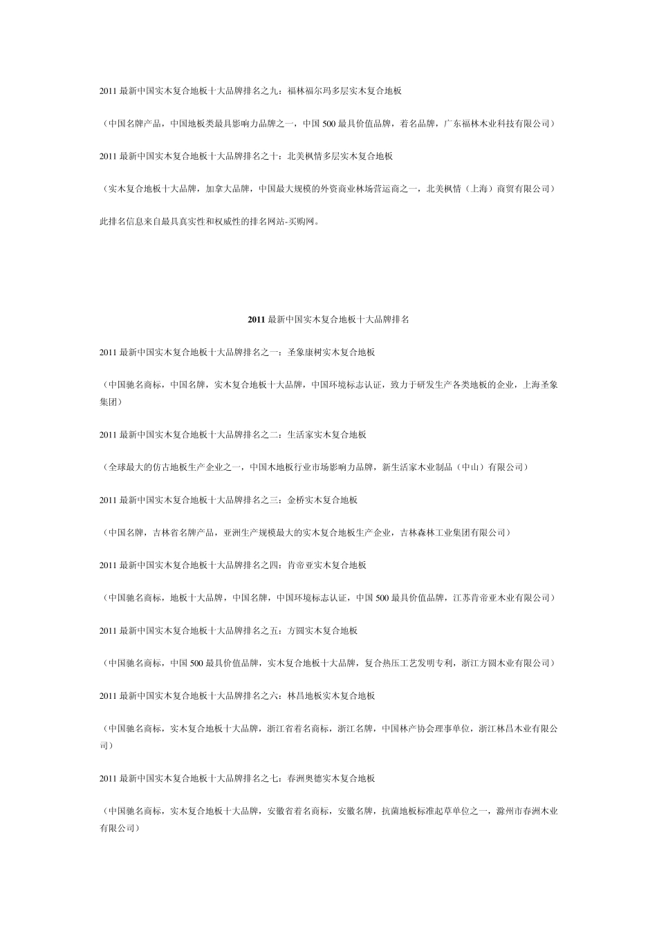 2011最新地板十大品牌排名_第3页