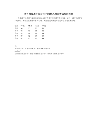 2011知名培训公司六西格玛黑带考试教材