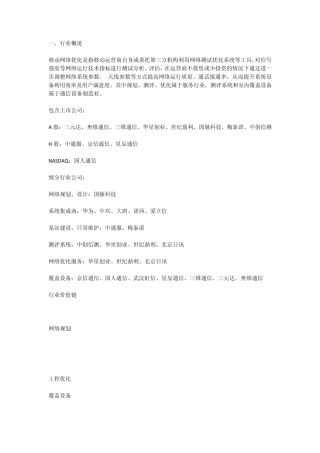 2011网优市场分析