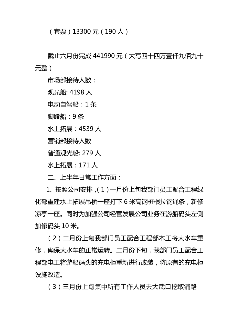 2012上半年度游船部工作总结_第2页