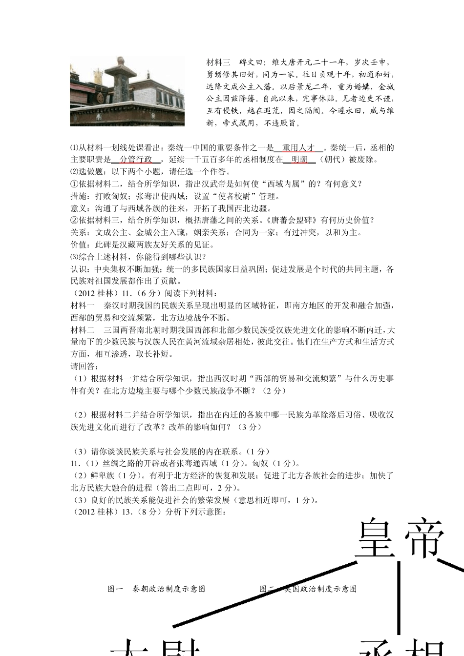 2012中考历史中国古代史(非选择题)汇编_第3页