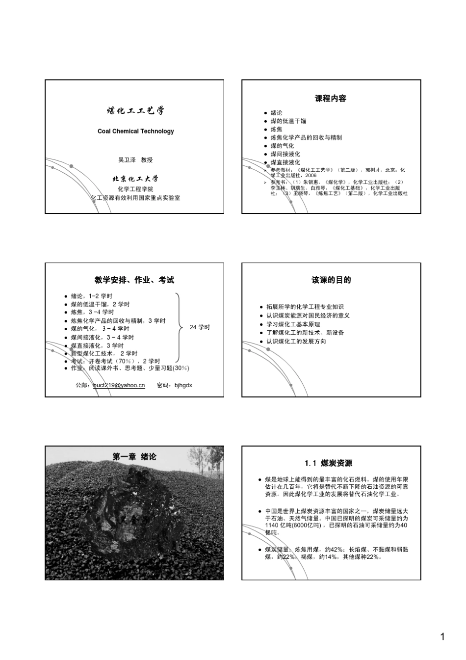 2012北京化工大学煤化工工艺学ppt课件合集_第1页