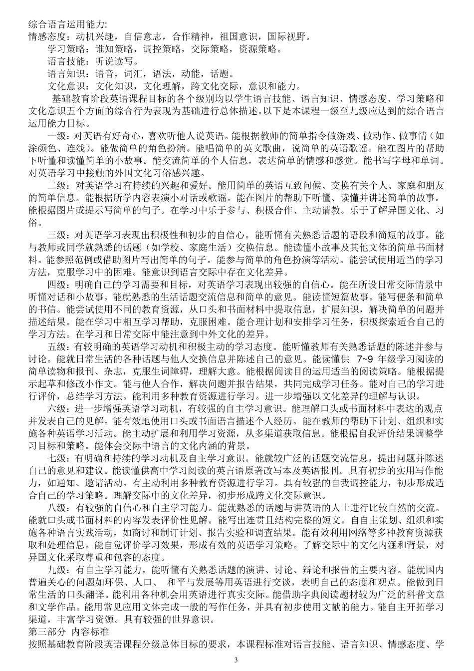 2012小学英语新课程标准修订版(适合打印)_第3页