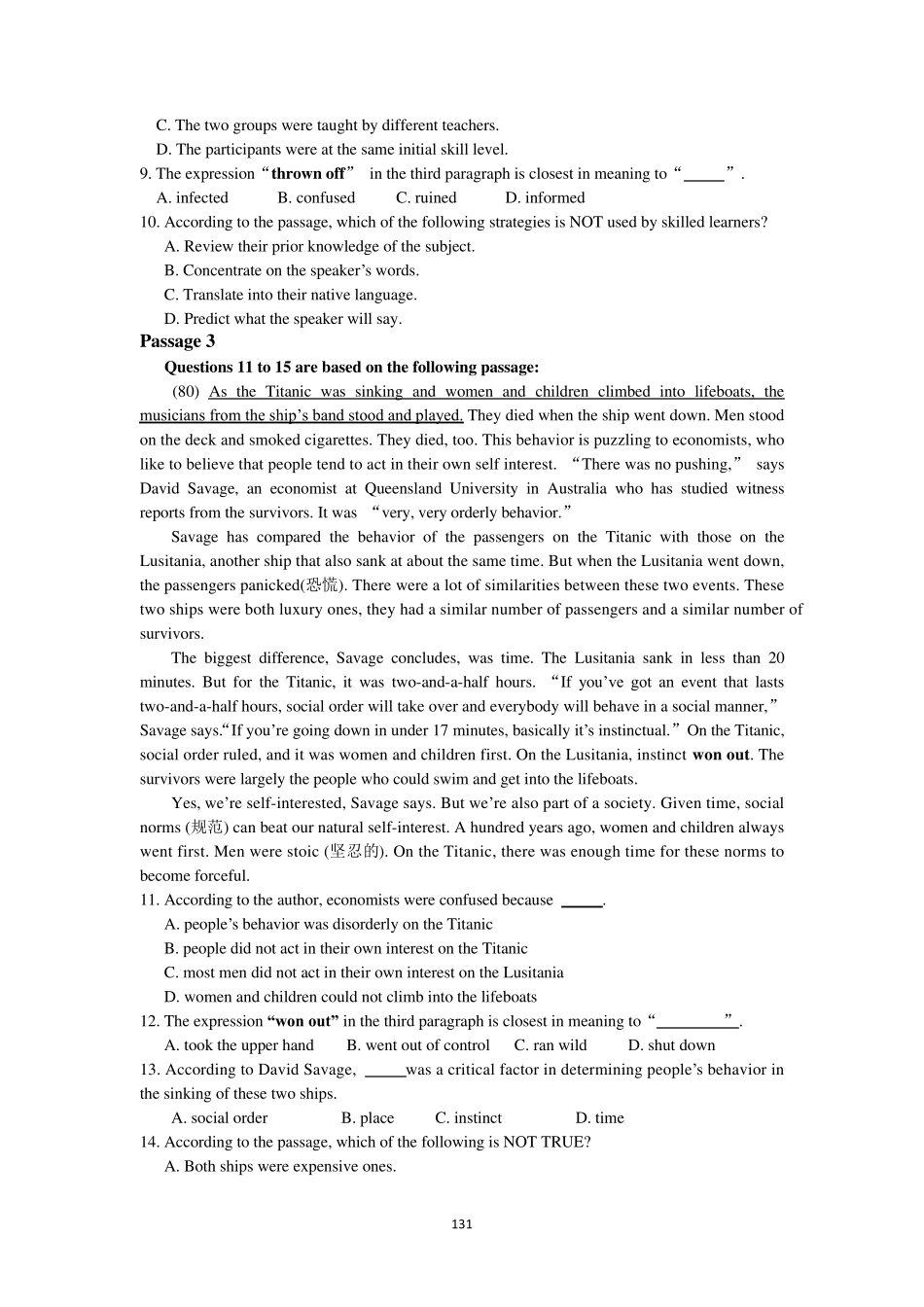 2012年11月北京成人英语三级真题与答案_第3页