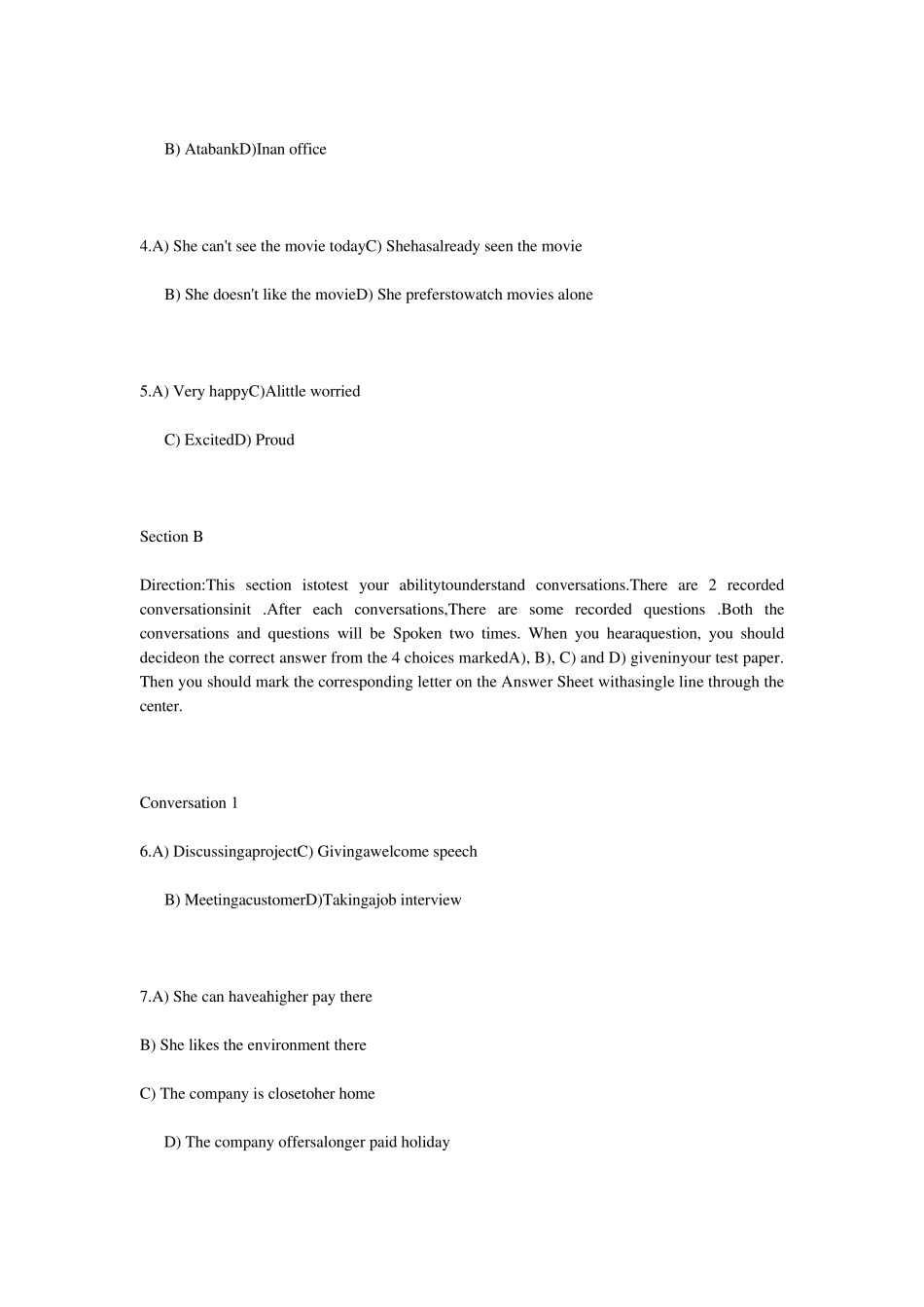 2012年12月高等学校英语应用能力考试A级真题及答案_第2页