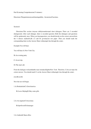 2012年12月高等学校英语应用能力考试A级真题及答案