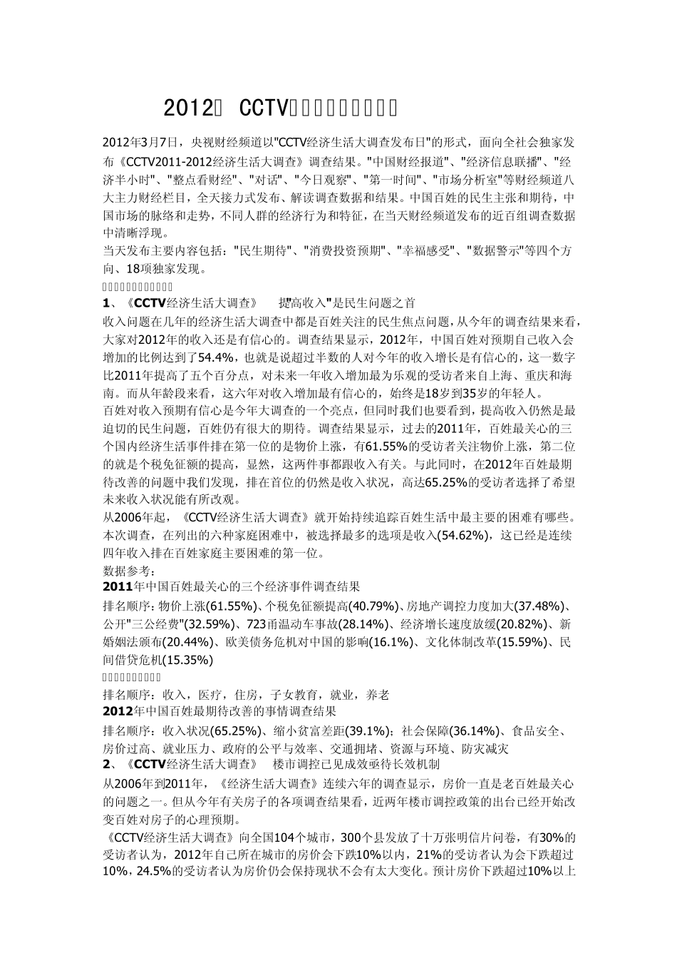 2012年CCTV经济生活大调查报告_第1页