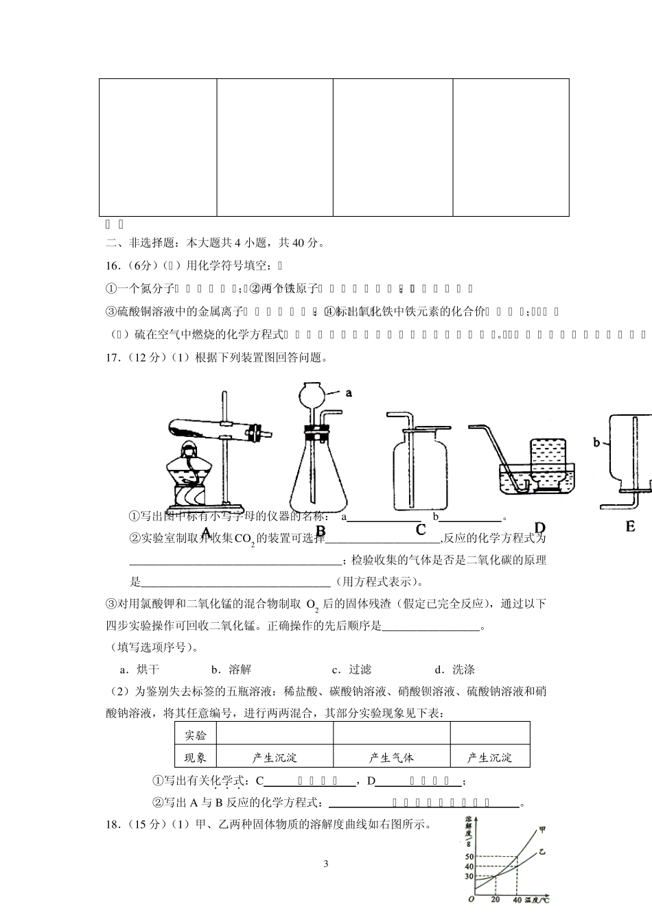 2012年中考化学模拟试题及答案(word版)_第3页