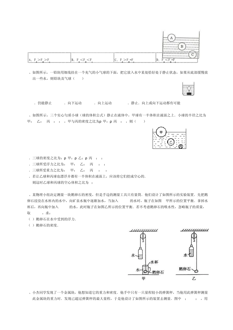 2012年中考物理专题复习压强和浮力(浮力模块)_第3页