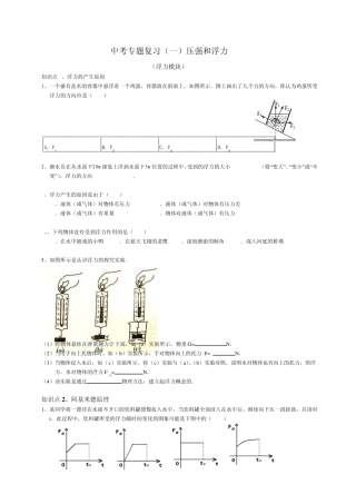 2012年中考物理专题复习压强和浮力(浮力模块)
