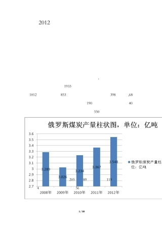 2012年俄罗斯煤炭行业综述