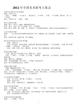 2012年全国各地美术联考题目