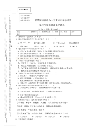2012年小升初语文考试试卷含答案