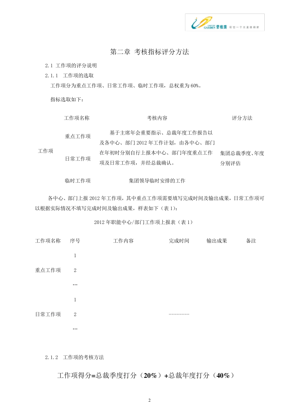 2012年度碧桂园职能中心、部门组织绩效考核方案及指标评定细则_第3页