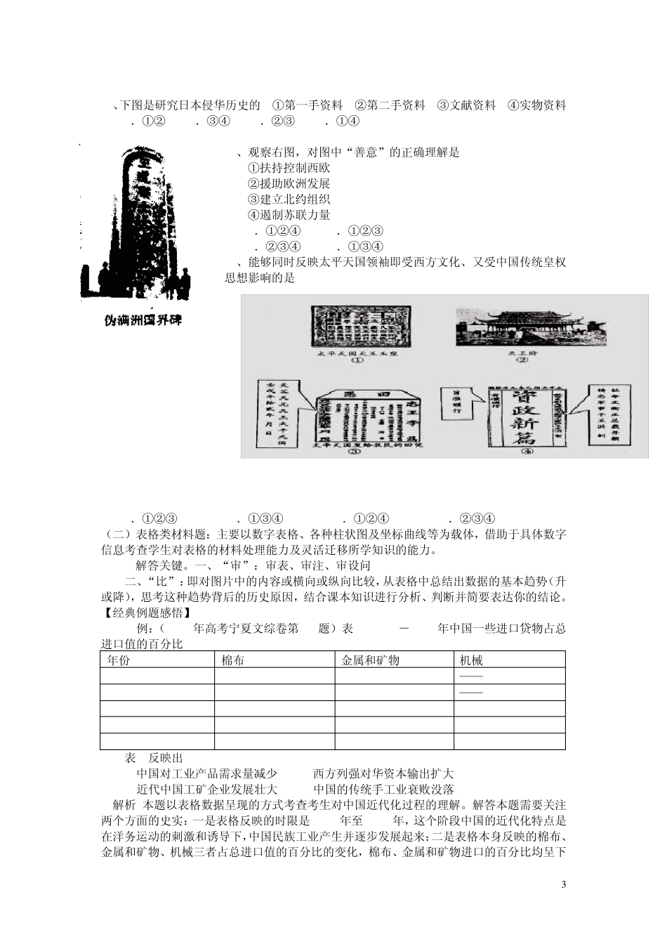 2012年新课标高考历史热点图片图表型试题专项练习_第3页