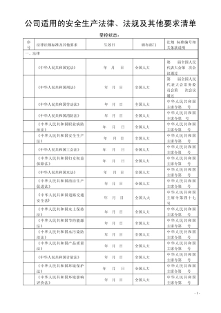 2012年最新的适用的_安全生产法律法规及其他要求清单